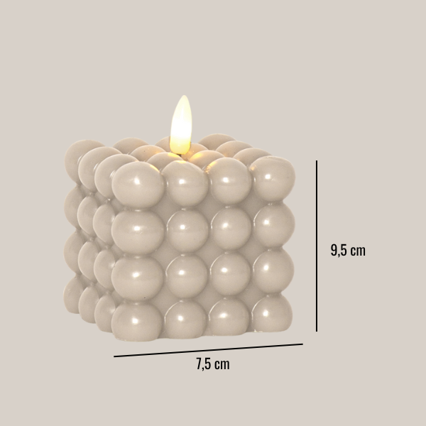 Baterijska sveča Bubble 10, Bež