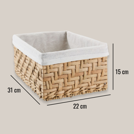 Pletena košara s tkanino, natur