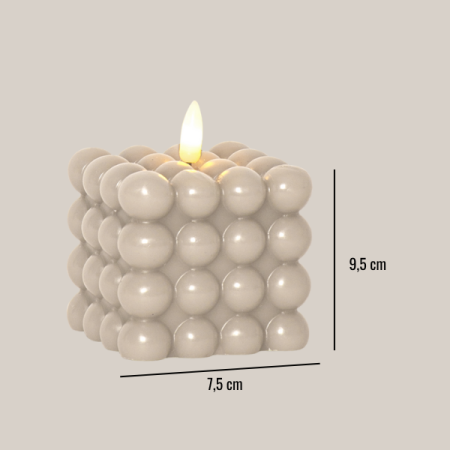 Baterijska sveča Bubble 10, Bež