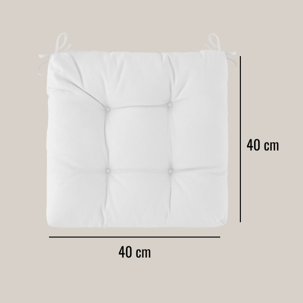 Chair pad with ribbons 40, White