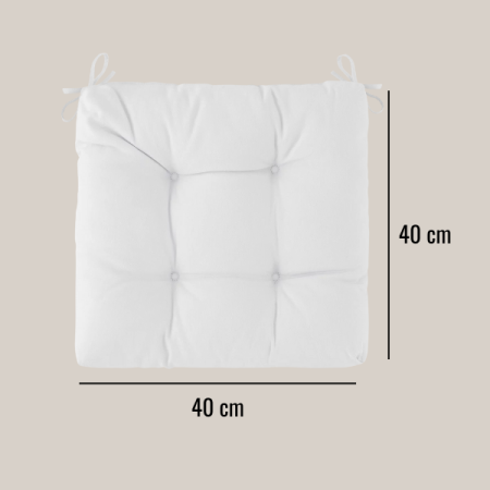 Chair pad with ribbons 40, White