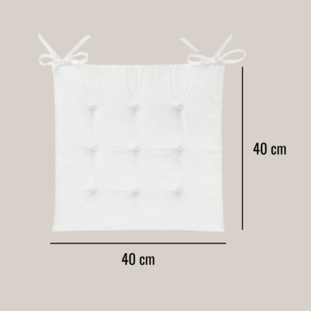 Chair pad with ribbons 40, White