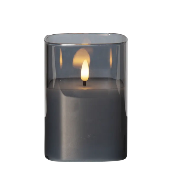 Battery Candle Amber Silver